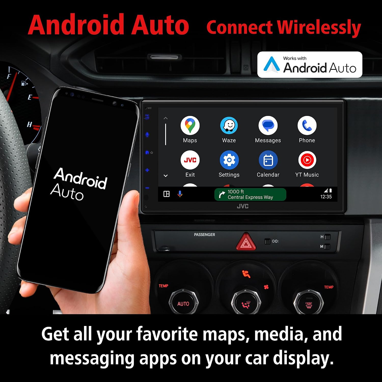 JVC KW-M690BW 6.8' Capacitive Touchscreen Car Stereo – Wireless Apple CarPlay & Android Auto, Bluetooth, USB Mirroring, 13-Band EQ