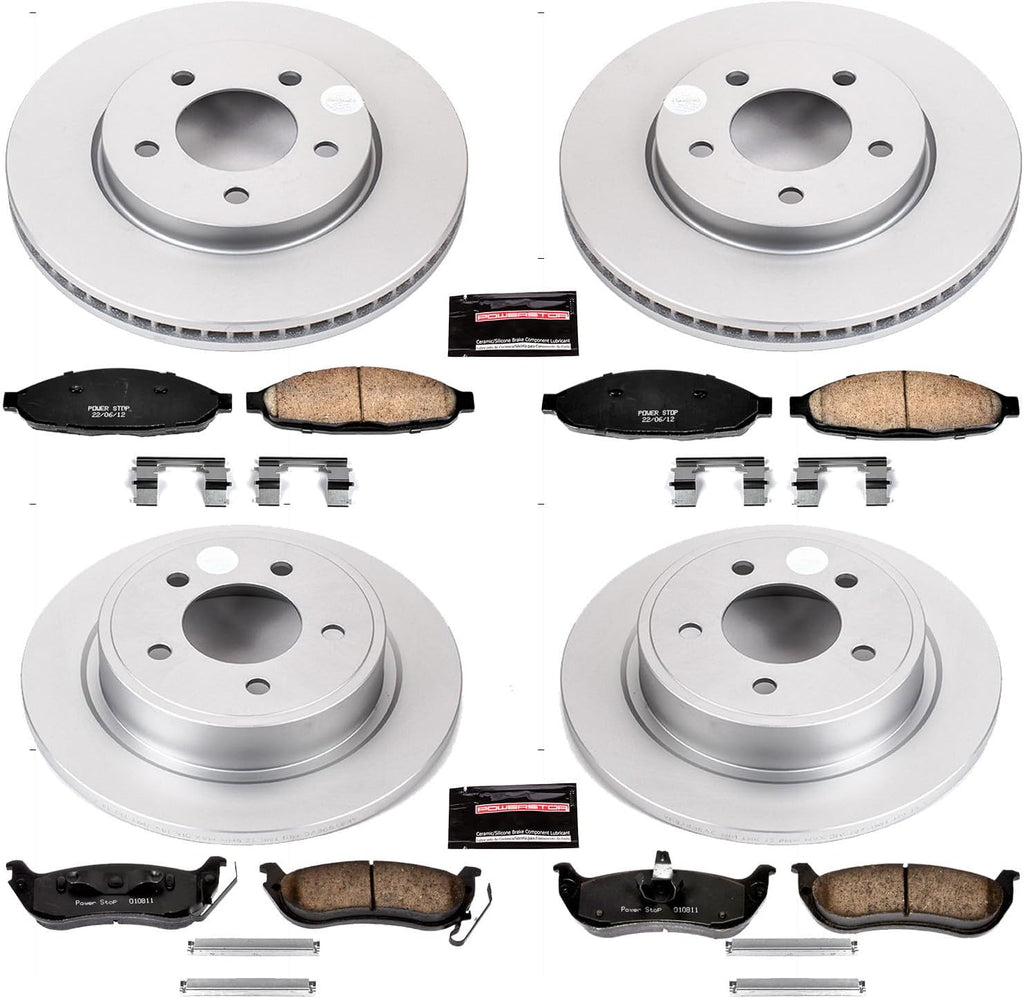 PowerStop Front and Rear Brake Kit for Chrysler Pacifica 2004-08 - Fully-Coated Disc Rotors with Z17 Ceramic Brake Pads Replacement, CRK2838