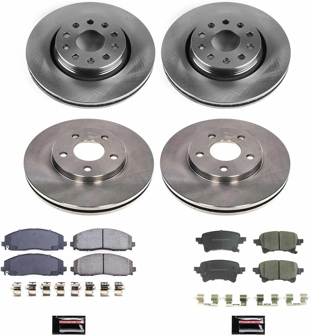 PowerStop Front and Rear Brake Kit for Jeep Gladiator 2020-23 | Jeep Wrangler 2021-22 - Z17 Ceramic Brake Pads & Disc Rotors Replacement, KOE8509