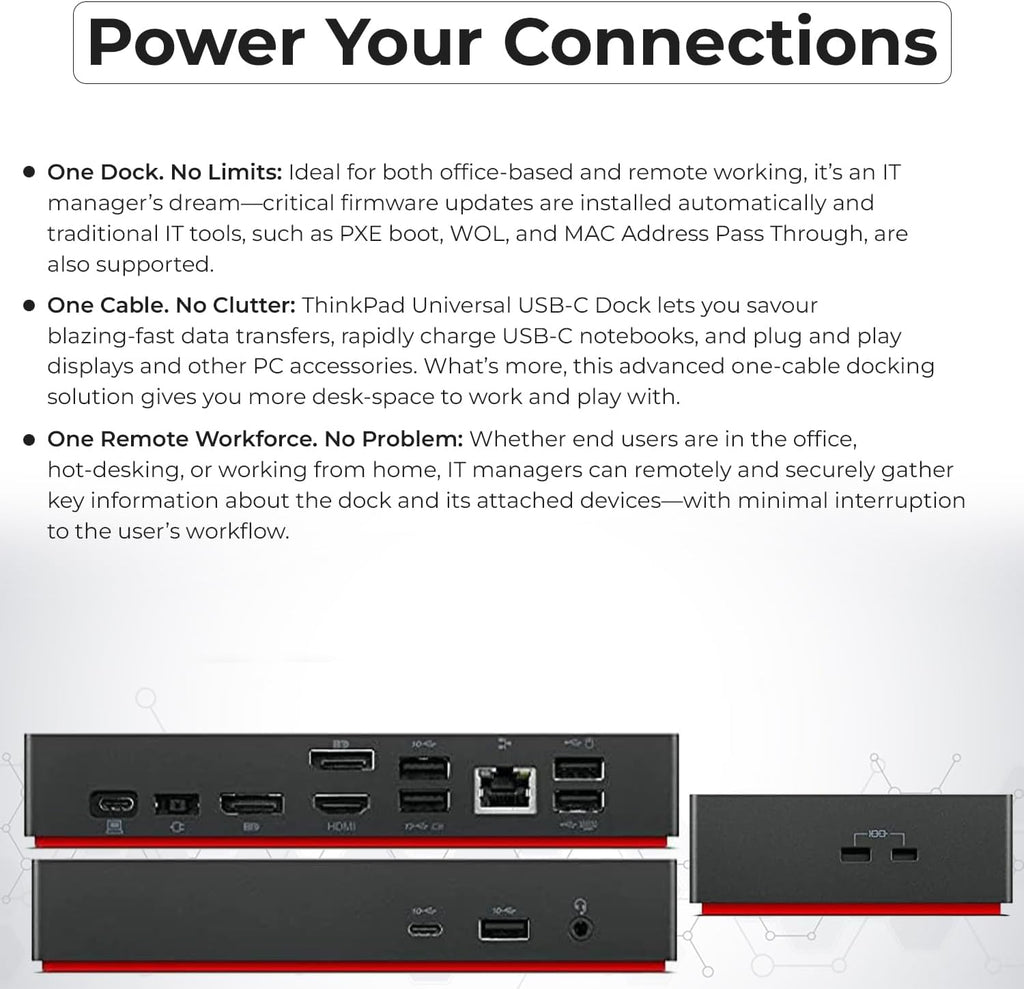 40AY0090US Lenovo Thinkpad Docking Station Dual Monitor - Supports 4K Display, Universal Lenovo Gen 2 Dock with 90W Adapter, HDMI, DisplayPort, USB-C Cables & Cloth (Renewed)