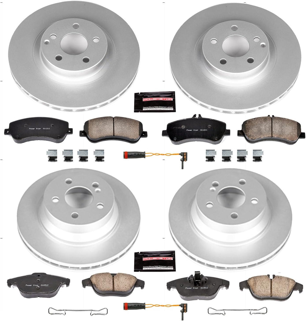 PowerStop Front and Rear Brake Kit for Mercedes-Benz GLK250 2013-15 | Mercedes-Benz GLK350 2010-15 - Fully-Coated Disc Rotors with Z23 Carbon-Fiber Ceramic Brake Pads Upgrade, CRK6604