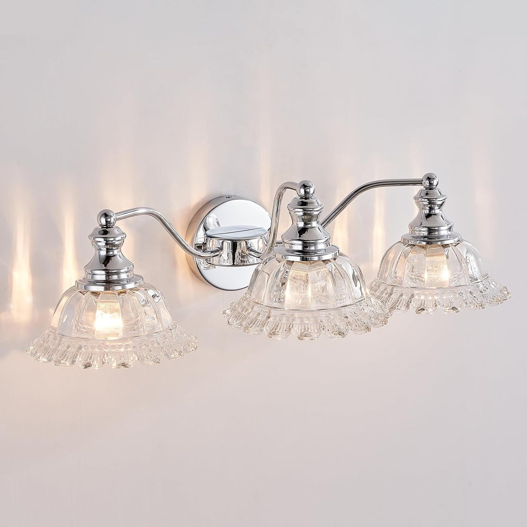 XIEDUN Chrome Vanity Light 3 Light Bathroom Lights Vanity Lights for Bathroom Bathroom Light Fixtures