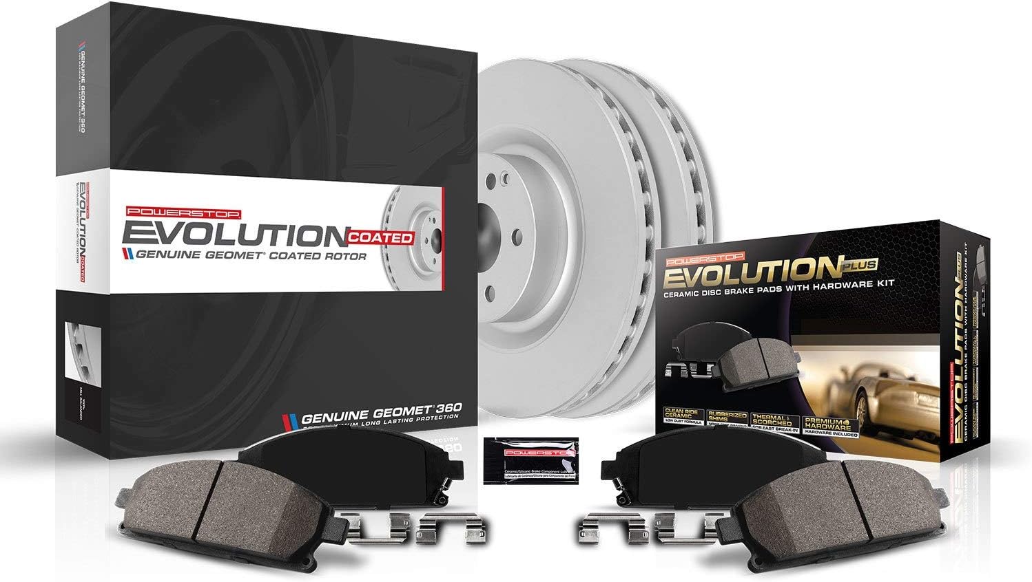 PowerStop Front Brake Kit for Lexus LX450 1996-97 | Toyota Land Cruiser 1993-97 - Fully-Coated Disc Rotors with Z17 Ceramic Brake Pads Replacement, CRK1154