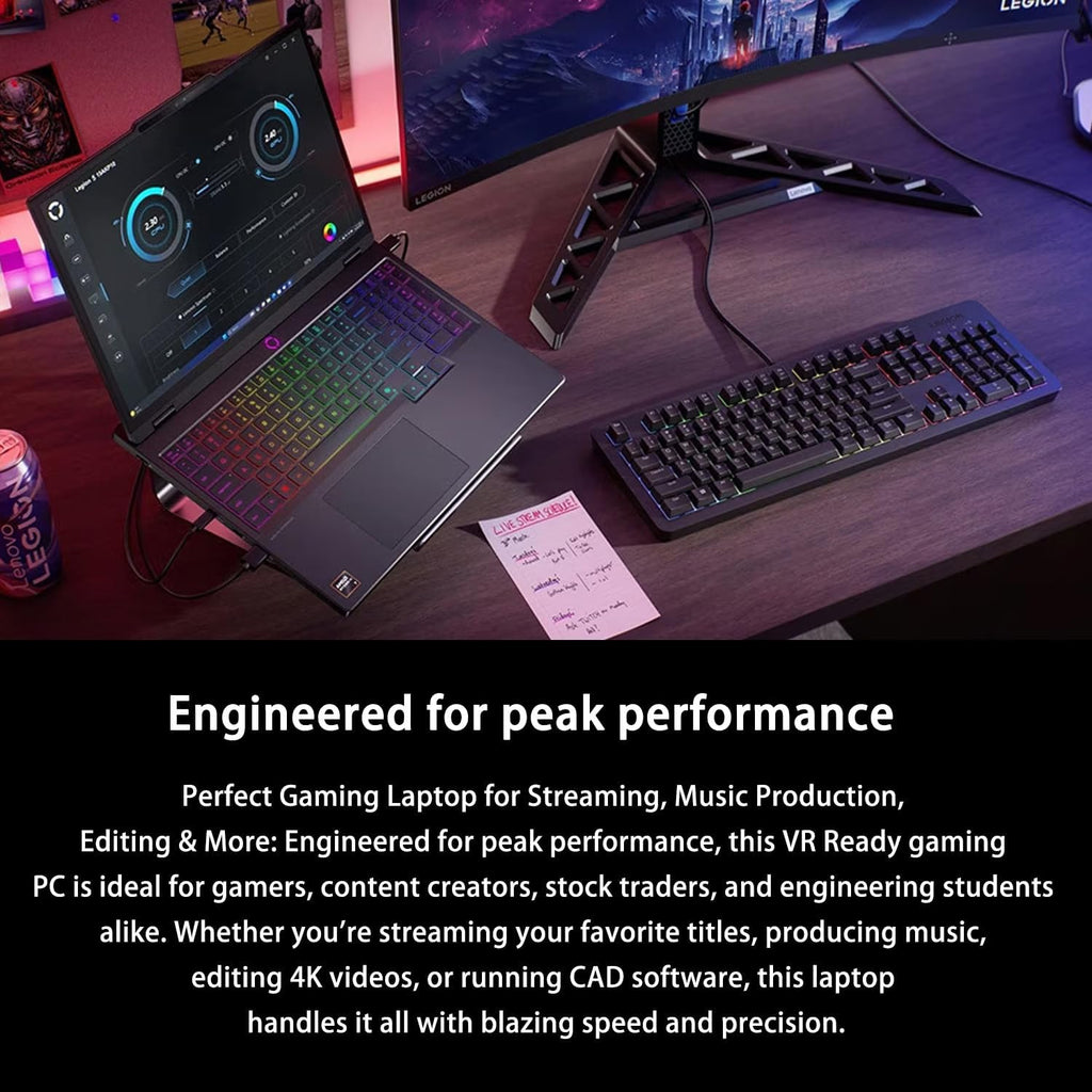 PCONLINE Lenovo Legion 5 15AHP10 RTX 5060 Gaming Laptop, 15.1' OLED WQXGA 165Hz 500Nits, AMD Ryzen 7 260, 16GB DDR5 RAM, 1TB SSD, RGB Backlit KB, W11H, Wi-Fi 7, Bundle with PCO Laptop Cooler