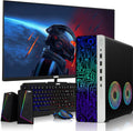 HP G4 Desktop Computer PC AMD Pro A10-9700 R7, 16GB RAM, 1TB SSD, 27-inch Monitor, RGB Speaker, RGB Keyboard with AI-Enabled Copilot Key, Mouse, 2X ARGB Fan WiFi, Windows 11 (Renewed)