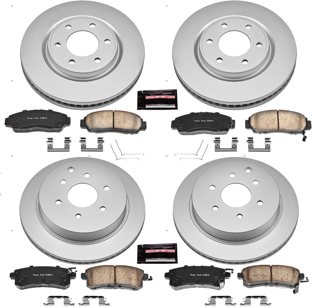 PowerStop Front and Rear Brake Kit for INFINITI QX56 2011-13 |QX80 2014-24 |Nissan Armada 2017-24 - Fully-Coated Disc Rotors with Z17 Ceramic Brake Pads Replacement, CRK6322
