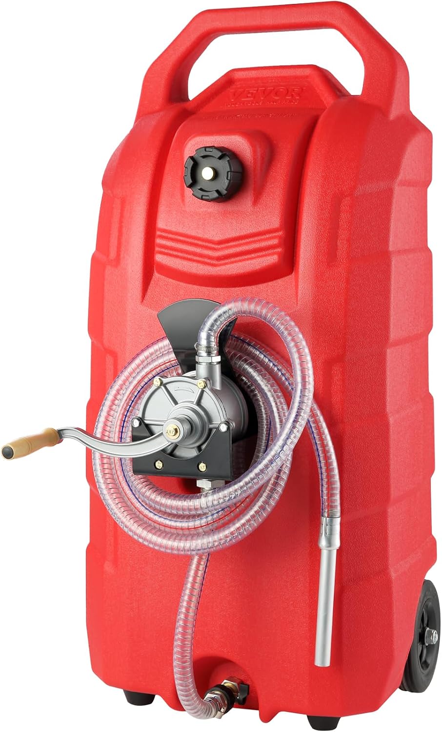 VEVOR 16 Gallon Fuel Caddy, 7.8 L/min, Portable Gas Storage Tank Container with Hand Pump Rubber Wheels, Fuel Transfer Storage Tank for Gasoline Diesel Machine Oil Car Mowers Tractor Boat Motorcycle
