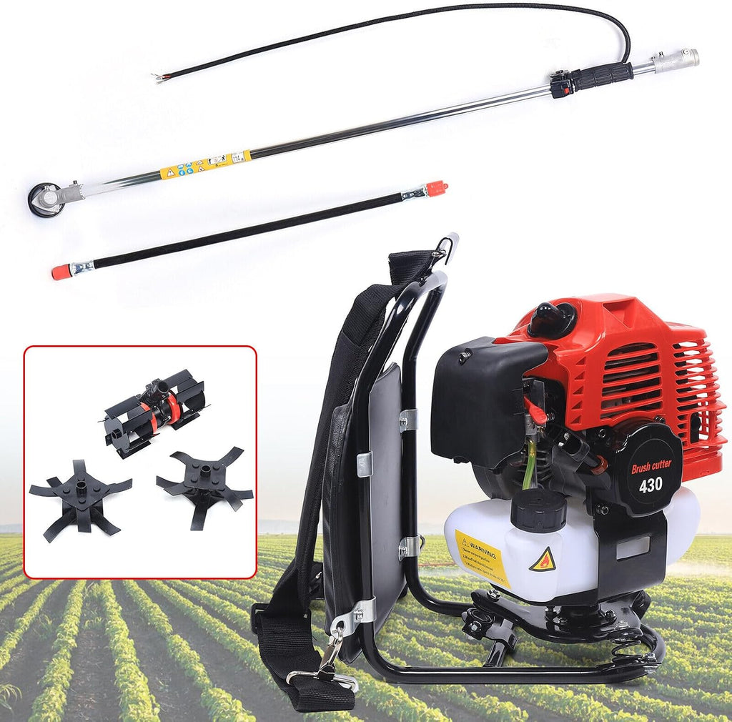 3 in 1 43CC 2 Stroke Backpack Gas Garden Brush Cutter Grass Trimmer Lawn Mower 1250W 3200rpm, for Shrub Harvesting and Cleaning, Weed Harvesting, Landscaping