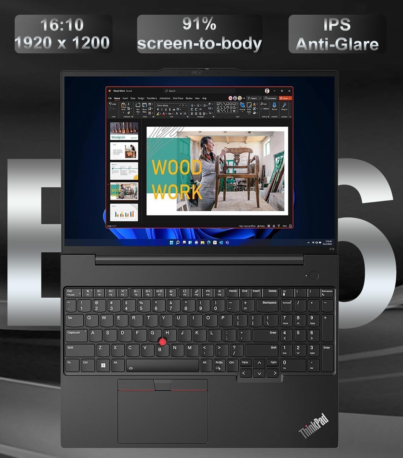 Lenovo ThinkPad E16 Business Laptop (16' FHD+ Touchscreen, Intel 10-Core i5-1335U, 16GB RAM, 512GB SSD), Fingerprint, Backlit Keyboard, FHD Webcam, Thunderbolt 4, Ethernet, Wi-Fi 6, Win 11 Pro, Black