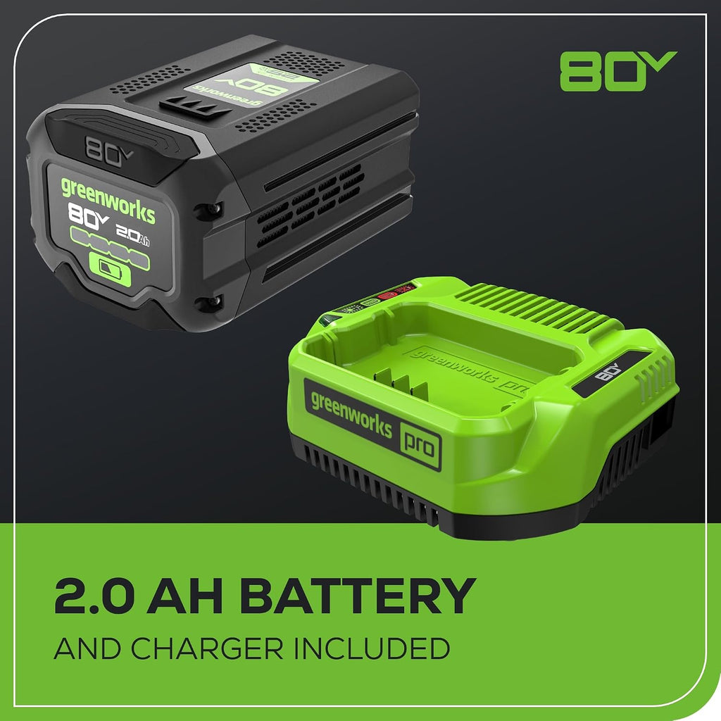Greenworks 80V 10' Brushless Cordless Polesaw (Great For Pruning and Trimming Branches / 75+ Compatible Tools), 2.0Ah Battery and Charger