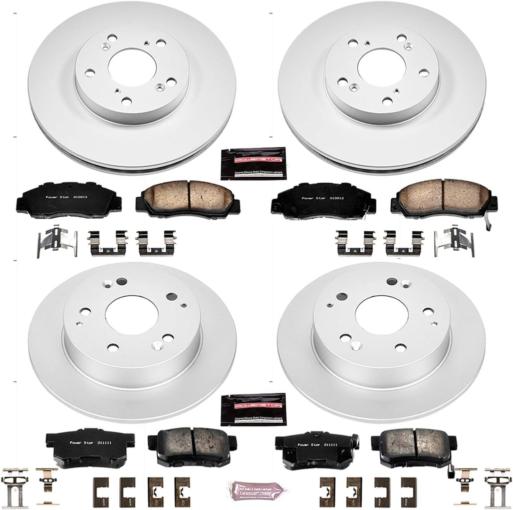 PowerStop Front and Rear Brake Kit for Honda Accord 1998-02 - Fully-Coated Disc Rotors with Z17 Ceramic Brake Pads Replacement, CRK1042