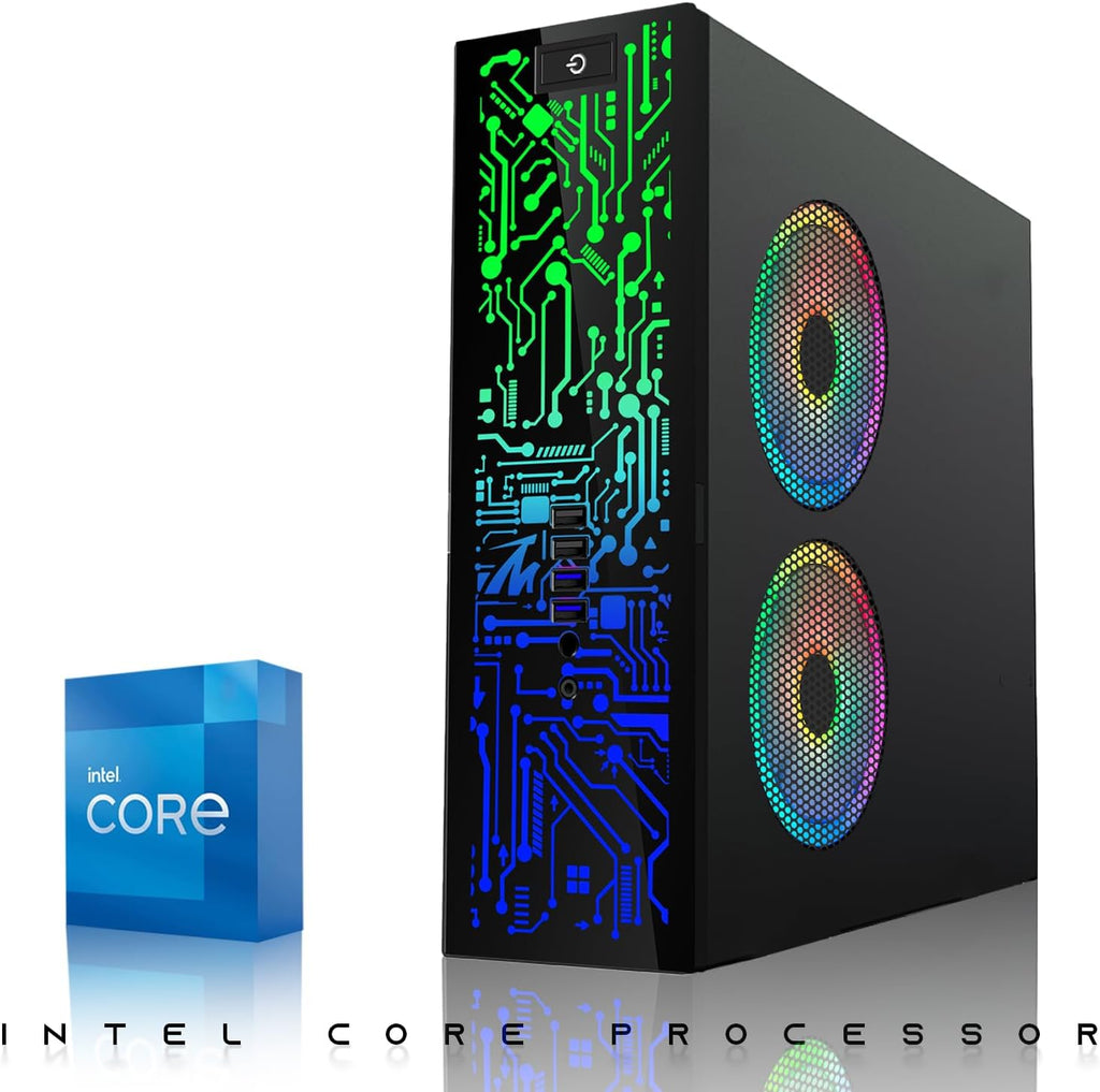 TechMagnet HP G2 Desktop Computer PC with Intel Core i3, 8GB RAM, 512GB SSD, 24-inch Monitor, RGB Speaker, RGB Keyboard with AI-Enabled Copilot Key Mouse, 2X ARGB Fan, WiFi, Windows 11 Pro (Renewed)