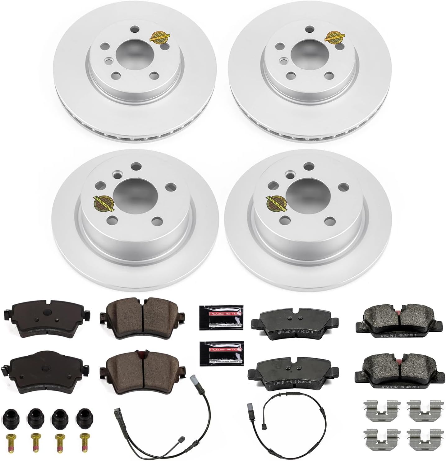 PowerStop Front and Rear Brake Kit for Mini Cooper 2014-21 - Fully-Coated Disc Rotors with Z23 Carbon-Fiber Ceramic Brake Pads Upgrade, CRK7981