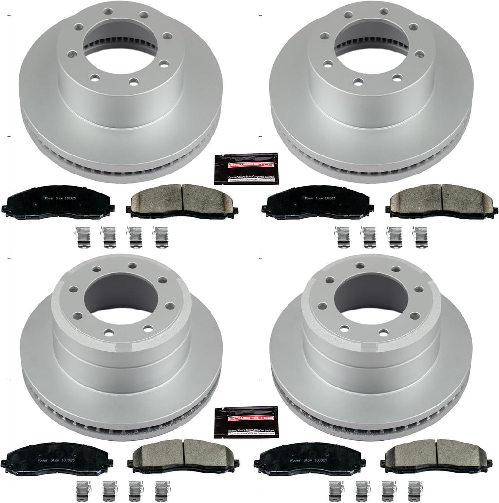 PowerStop Front and Rear Brake Kit for Ford F-250 Super Duty 2012-22 | Ford F-350 Super Duty 2013-22 - Fully-Coated Disc Rotors with Z17 Ceramic Brake Pads Replacement, CRK6405