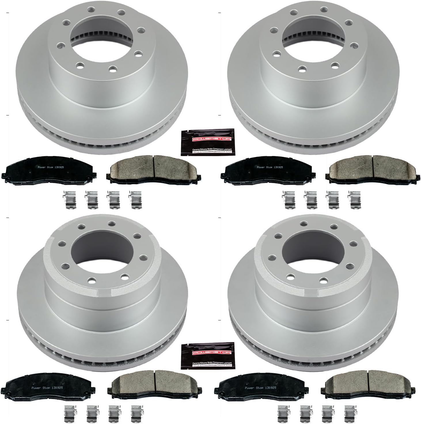PowerStop Front and Rear Brake Kit for Ford F-250 Super Duty 2012-22 | Ford F-350 Super Duty 2013-22 - Fully-Coated Disc Rotors with Z17 Ceramic Brake Pads Replacement, CRK6405