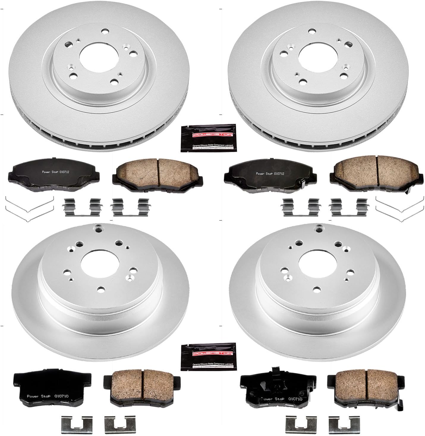 PowerStop Front and Rear Brake Kit for Honda CR-V 2005-06 - Fully-Coated Disc Rotors with Z17 Ceramic Brake Pads Replacement, CRK6173