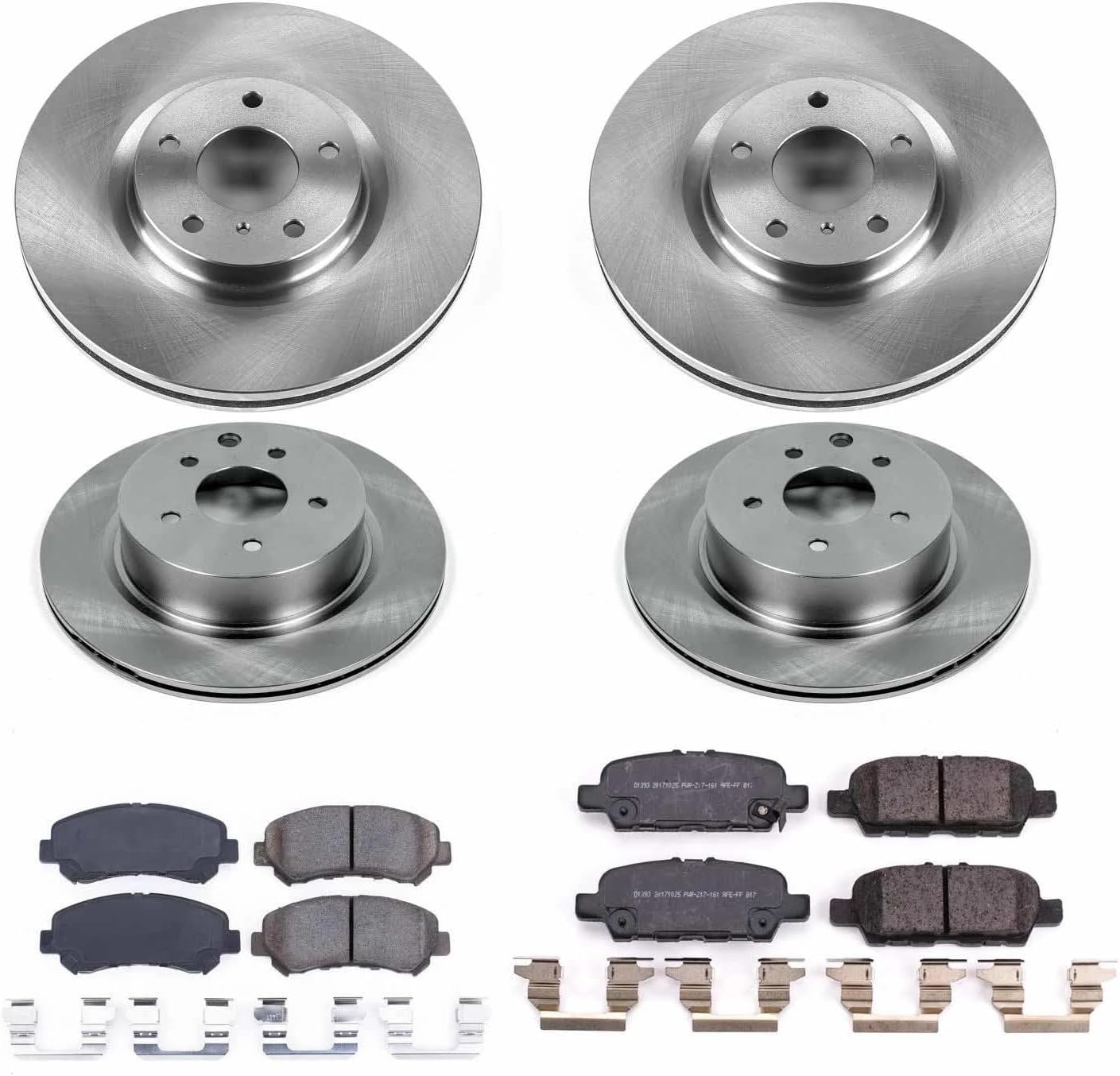 PowerStop Front and Rear Brake Kit for Nissan Maxima 2016-23 - Z17 Ceramic Brake Pads & Disc Rotors Replacement, KOE8059