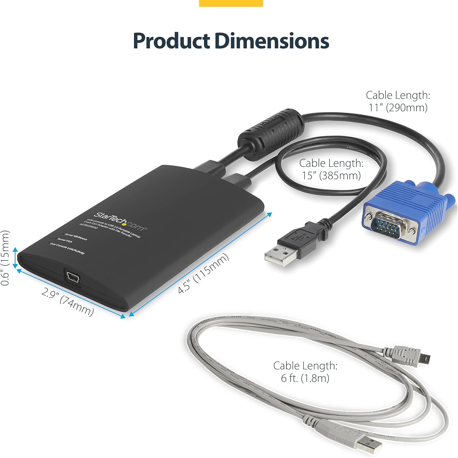 StarTech.com Portable Laptop Crash Cart Adapter, USB/VGA Analogue KVM Console, File Transfer & Video Capture, Windows/Linux/MacOS, TAA