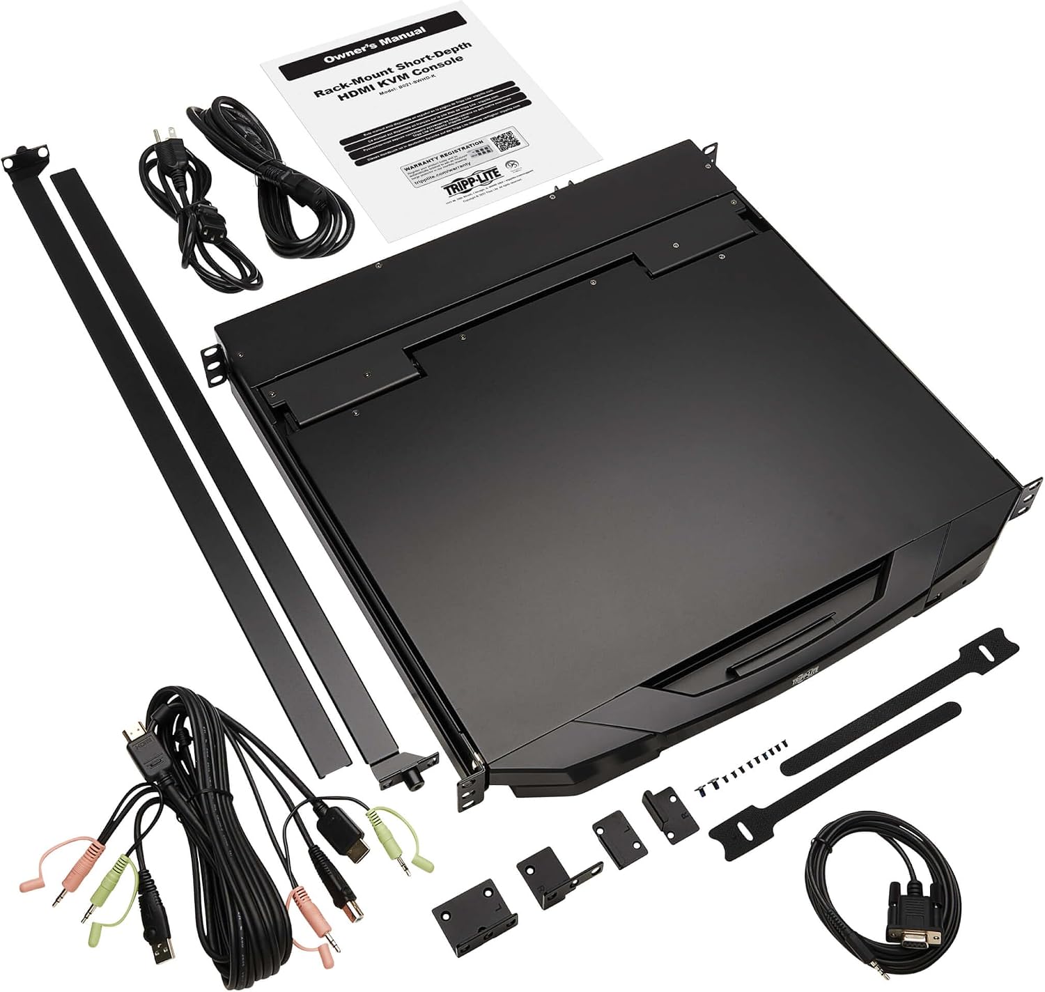 Tripp Lite Rackmount KVM Console, Short Depth 1U Rack Mount Monitor Keyboard Splitter, 18.5' HD LCD Screen, HDMI & USB Ports - Windows, Mac, Linux, & Sun Compatible - 1-Year Warranty (B021-SWHD-K)
