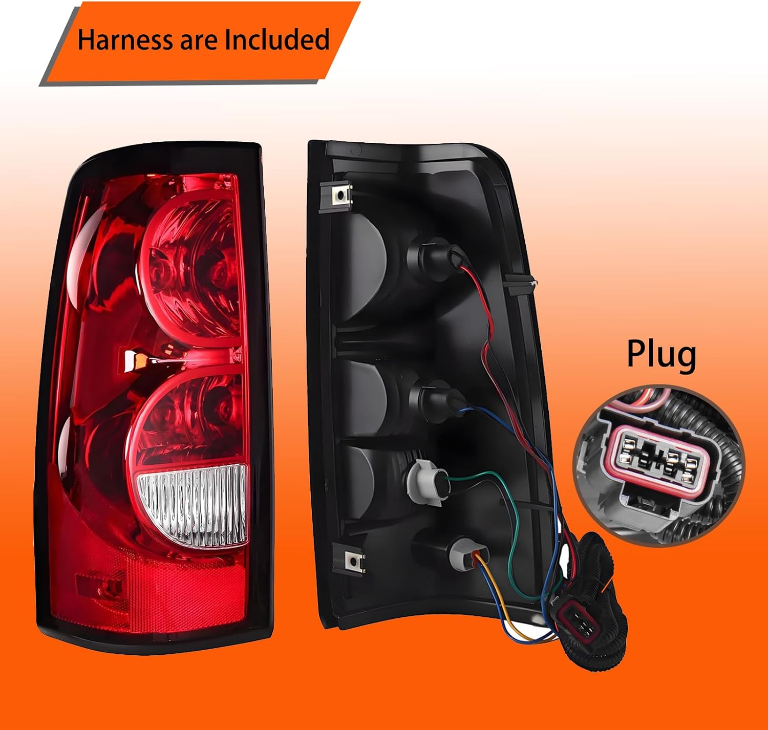 Headlights and Tail Lights Assembly Set For 2003 2004 2005 2006 Chevy Silverado 1500 2500 3500& HD Pickup/For 2007 Chevy Silverado Classic Truck Replacement Bumper Headlamps&Rear Brake Lamps(LH&RH)