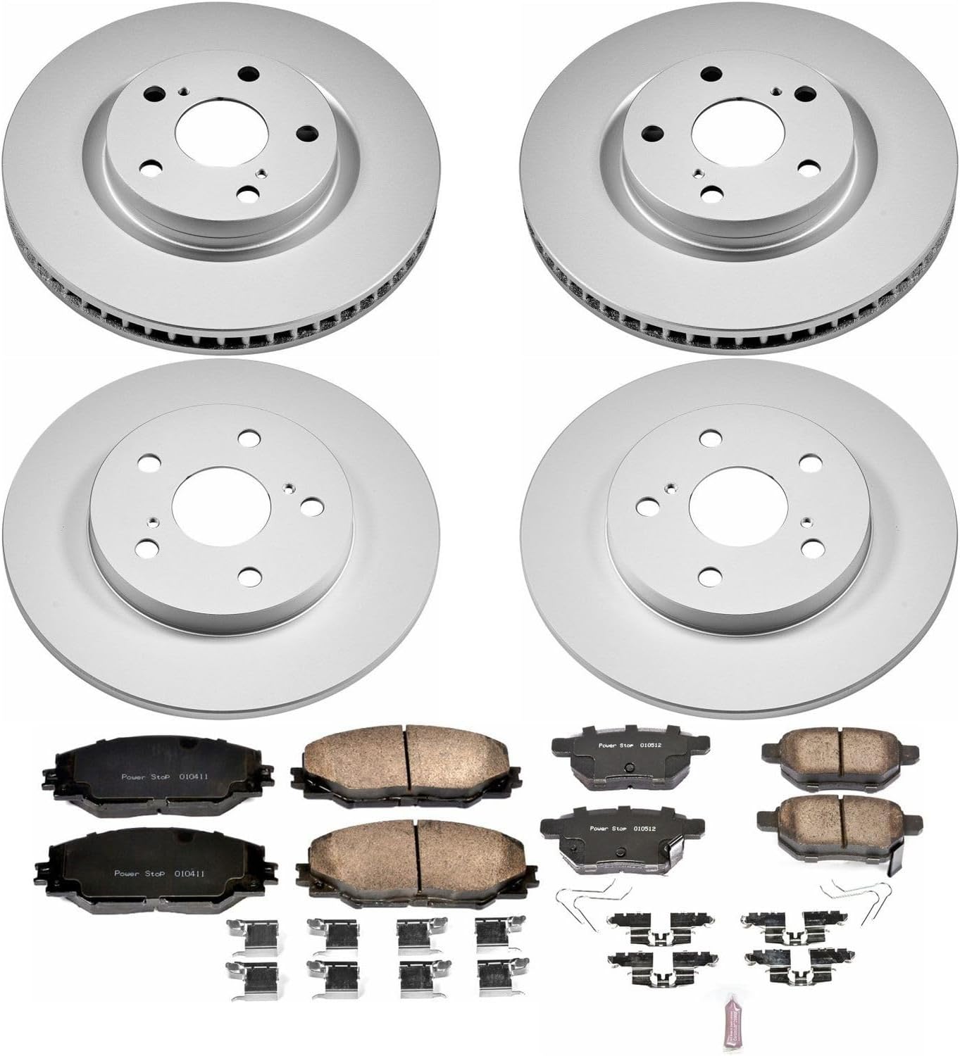 PowerStop Front and Rear Brake Kit for Scion iM 2016 | Toyota Corolla iM 2017-18 - Fully-Coated Disc Rotors with Z17 Ceramic Brake Pads Replacement, CRK7631