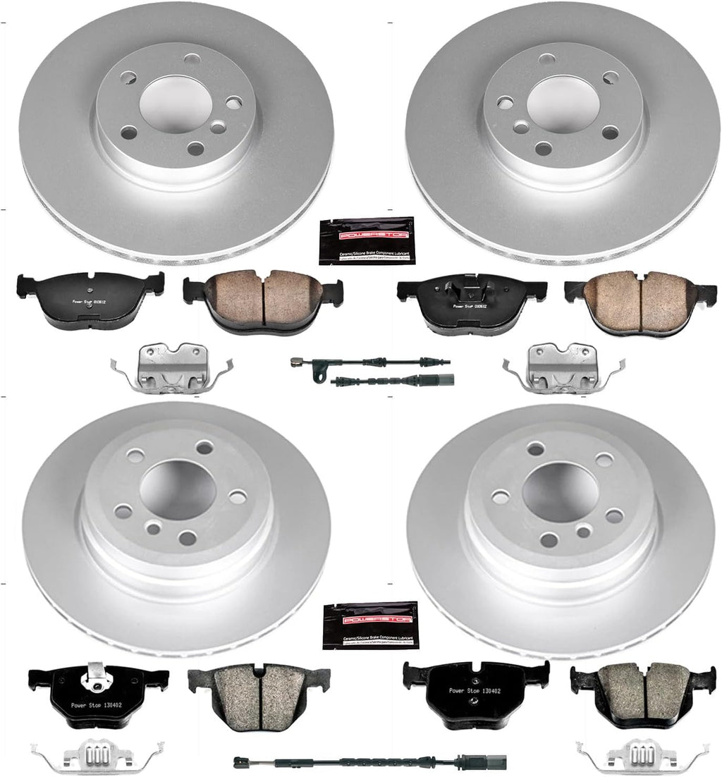PowerStop Front and Rear Brake Kit for BMW X5 2011-18 | BMW X6 2011-19 - Fully-Coated Disc Rotors with Z23 Carbon-Fiber Ceramic Brake Pads Upgrade, CRK7500
