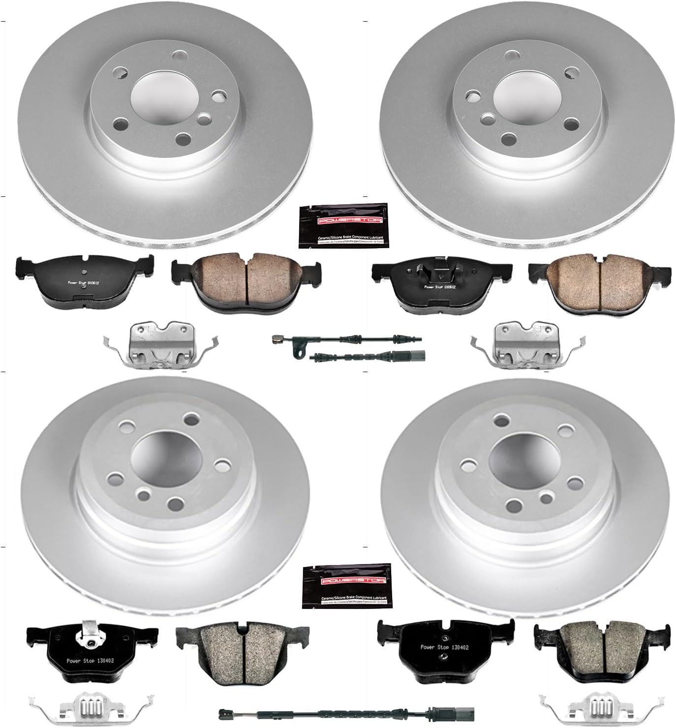 PowerStop Front and Rear Brake Kit for BMW X5 2011-18 | BMW X6 2011-19 - Fully-Coated Disc Rotors with Z23 Carbon-Fiber Ceramic Brake Pads Upgrade, CRK7500