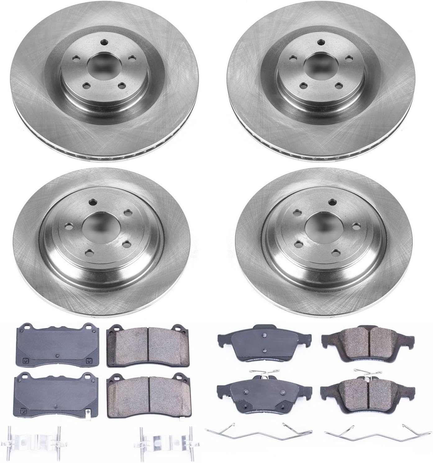 PowerStop Front and Rear Brake Kit for Ford Focus 2016-18 - Z17 Ceramic Brake Pads & Disc Rotors Replacement, KOE7319