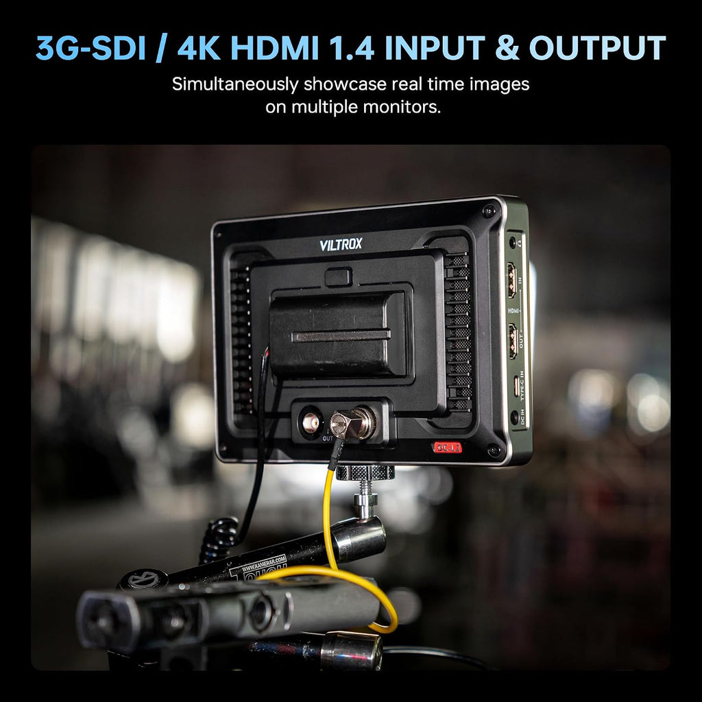 VILTROX DC-L2 7' 4K SDI/HDMI Camera Field Monitor with Touchscreen, 1280×800 IPS 600nit Display, 3D LUT, Full Waveform, RGB Histogram, Y Parade, False Color, Focus Peaking, Type-C/DC/NP-F Power