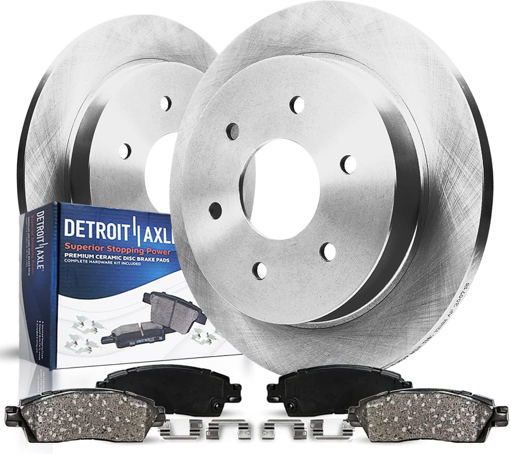 Detroit Axle - REAR Brake Kit for 2009-10 H3T 2006-2010 Hummer H3 Disc Brake Rotors Ceramic Brakes Pads 2007 2008 Replacement