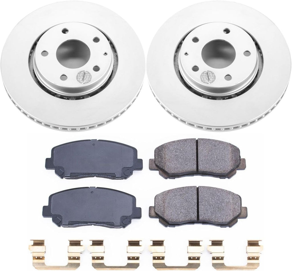 PowerStop Front Brake Kit for Mazda CX-5 2016-24 - Fully-Coated Disc Rotors with Z17 Ceramic Brake Pads Replacement, CRK7689