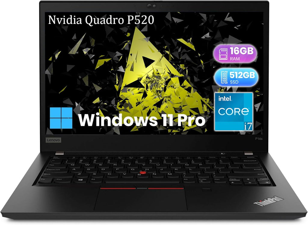 Lenovo ThinkPad P14s Mobile Workstation, Nvidia Quadro P520, Intel Core i7-10610U, 16GB RAM, 512GB RAM, 14' FHD Laptop Computer, ThinkPad Laptop Windows 11 Pro (Renewed)