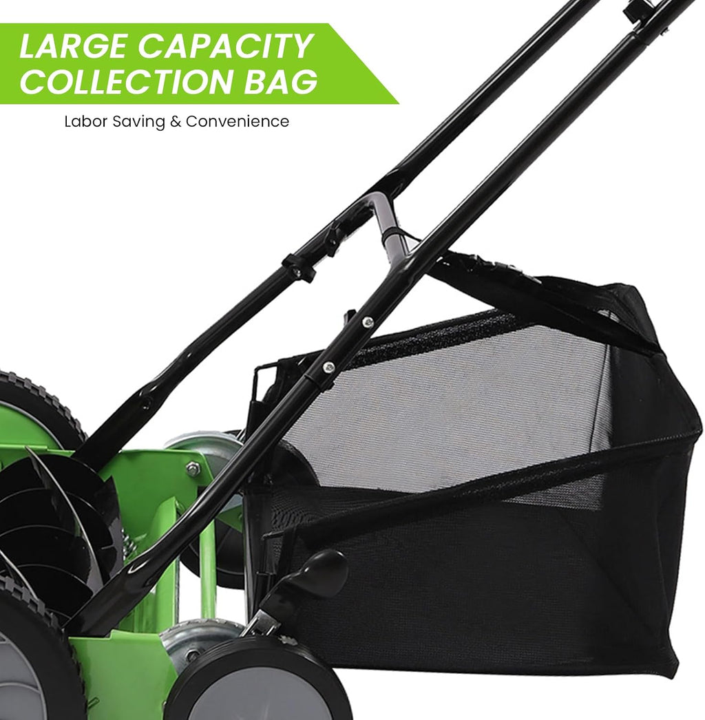 Push Mower Manual, 20 Inch 5-Blade Reel Mower with Grass Catcher, Adjustable Height