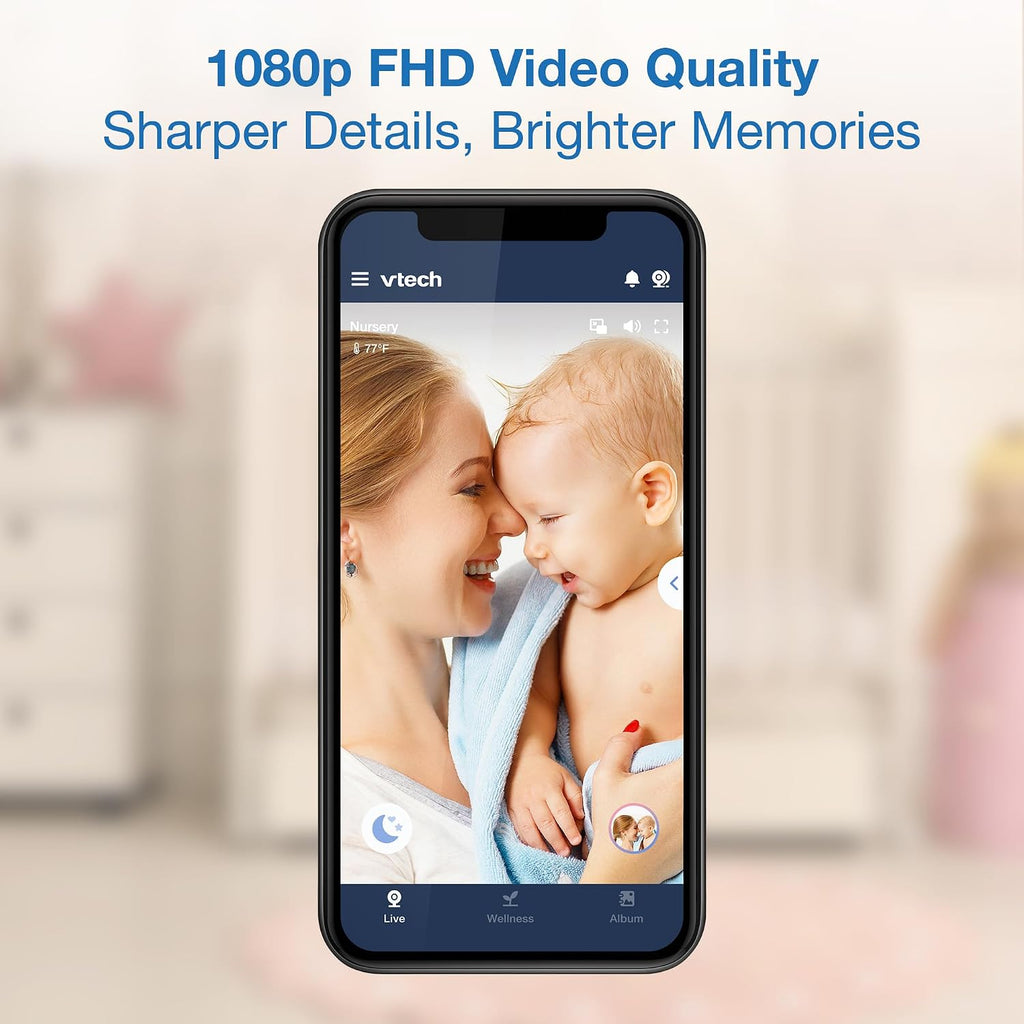 VTech WiFi Baby Monitor with 2 Cameras & 7' IPS Split Screen – 2K Sensor, 1080p HD App, 24X Zoom, Motion Alerts, Video Recording, Night Vision, Free App | Smart HQ Max Twin