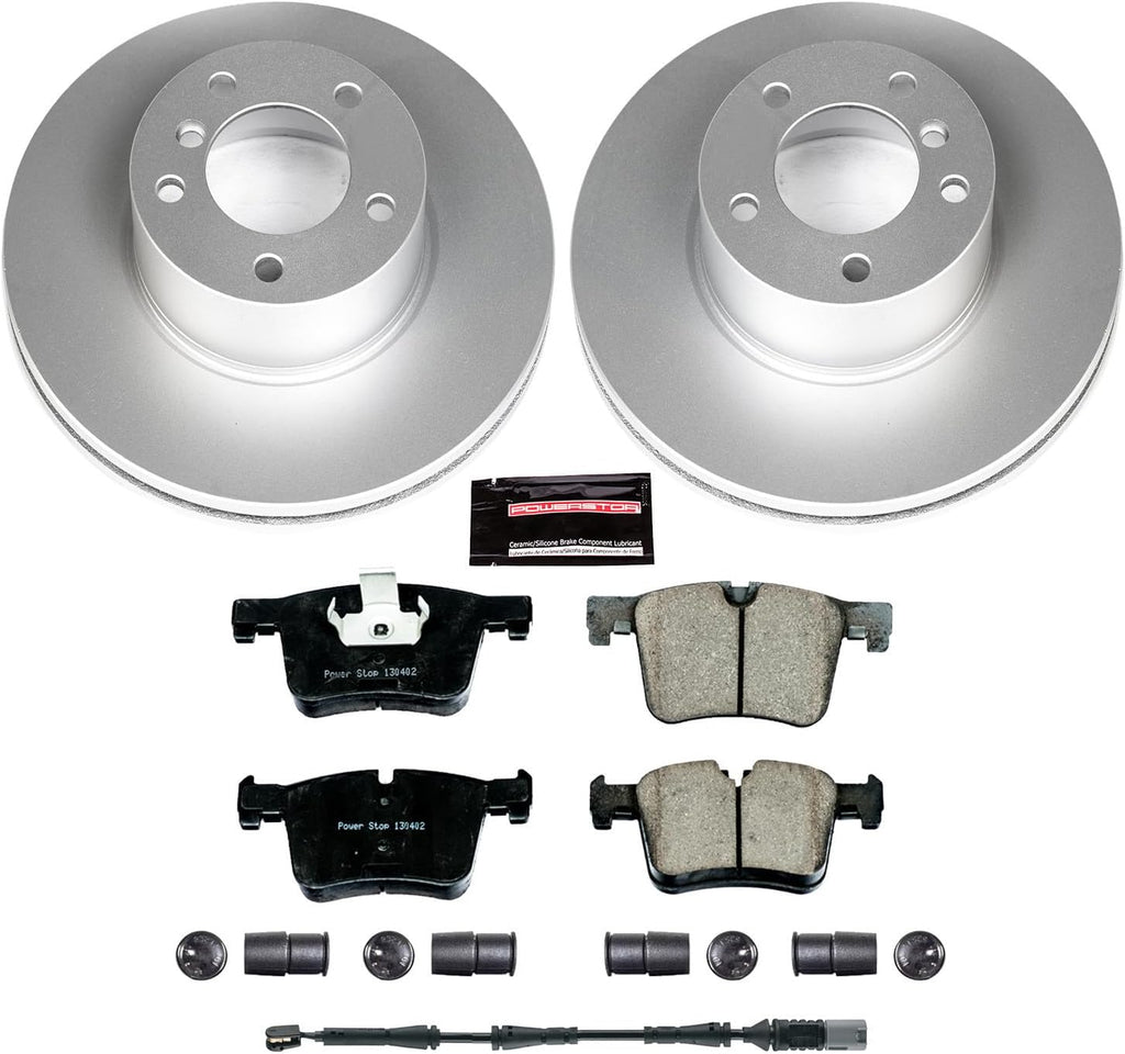 PowerStop Front Brake Kit for BMW 228i 2014-16 |228i xDrive 2015-16 |230i 2017-21 |230i xDrive 2017-21 - Fully-Coated Disc Rotors with Z23 Carbon-Fiber Ceramic Brake Pads Upgrade, CRK6743