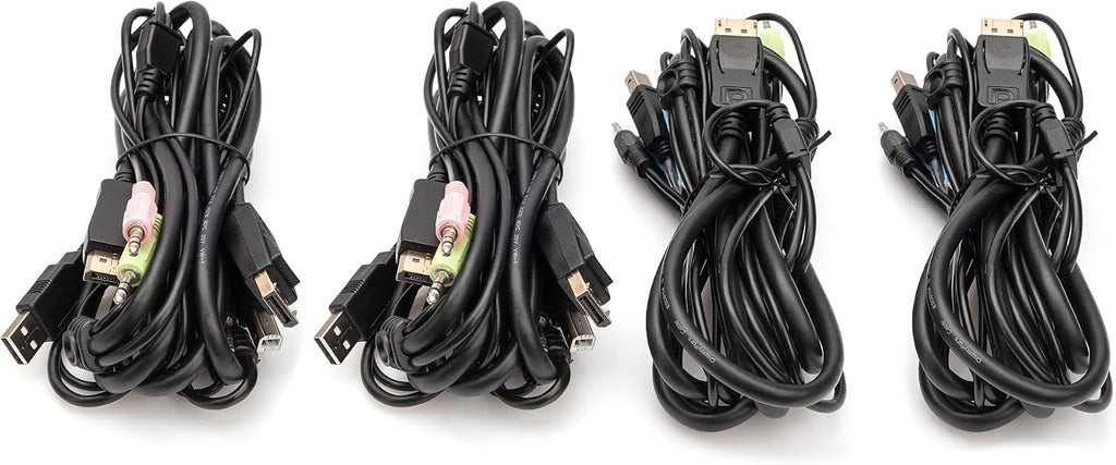 DIGITUS Displayport KVM Switch - 4-Port Single Display - 4 PC 1 Monitor - 1x Mouse, Keyboard & Audio for 4 Computers - UHD 4K@60Hz (4096 x 2160p) - Hot Key Switch - 1x USB 2.0 Hub - Black