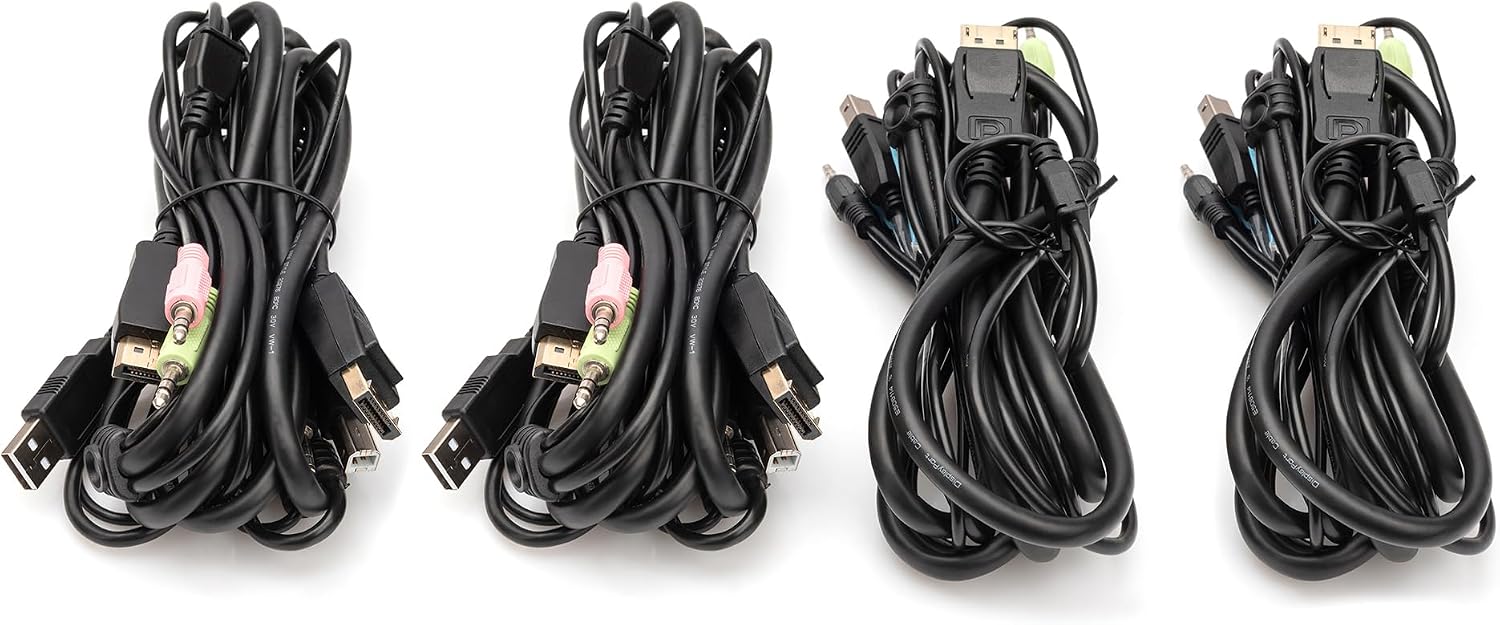 DIGITUS Displayport KVM Switch - 4-Port Single Display - 4 PC 1 Monitor - 1x Mouse, Keyboard & Audio for 4 Computers - UHD 4K@60Hz (4096 x 2160p) - Hot Key Switch - 1x USB 2.0 Hub - Black