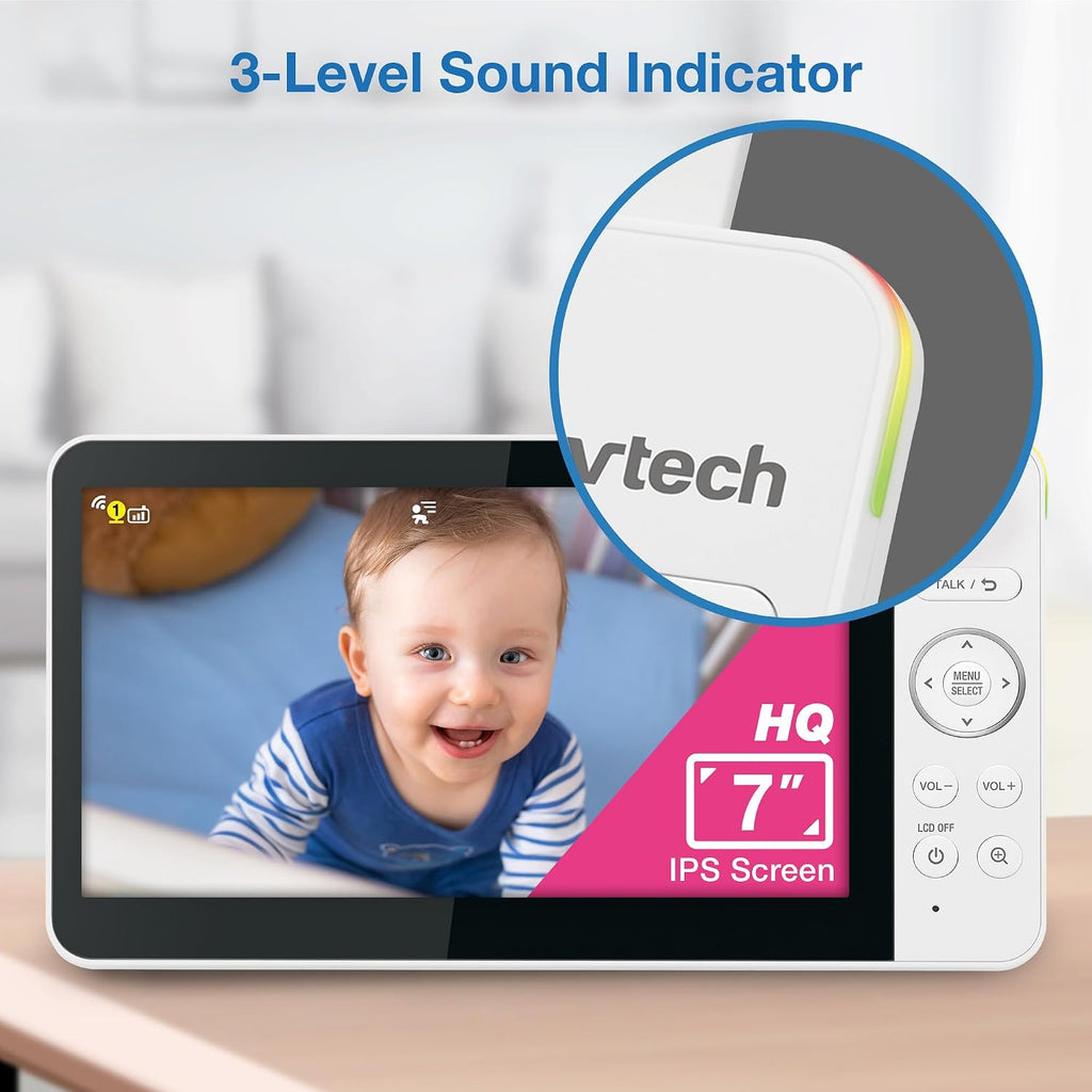 VTech WiFi Baby Monitor with 2 Cameras & 7' IPS Split Screen – 2K Sensor, 1080p HD App, 24X Zoom, Motion Alerts, Video Recording, Night Vision, Free App | Smart HQ Max Twin
