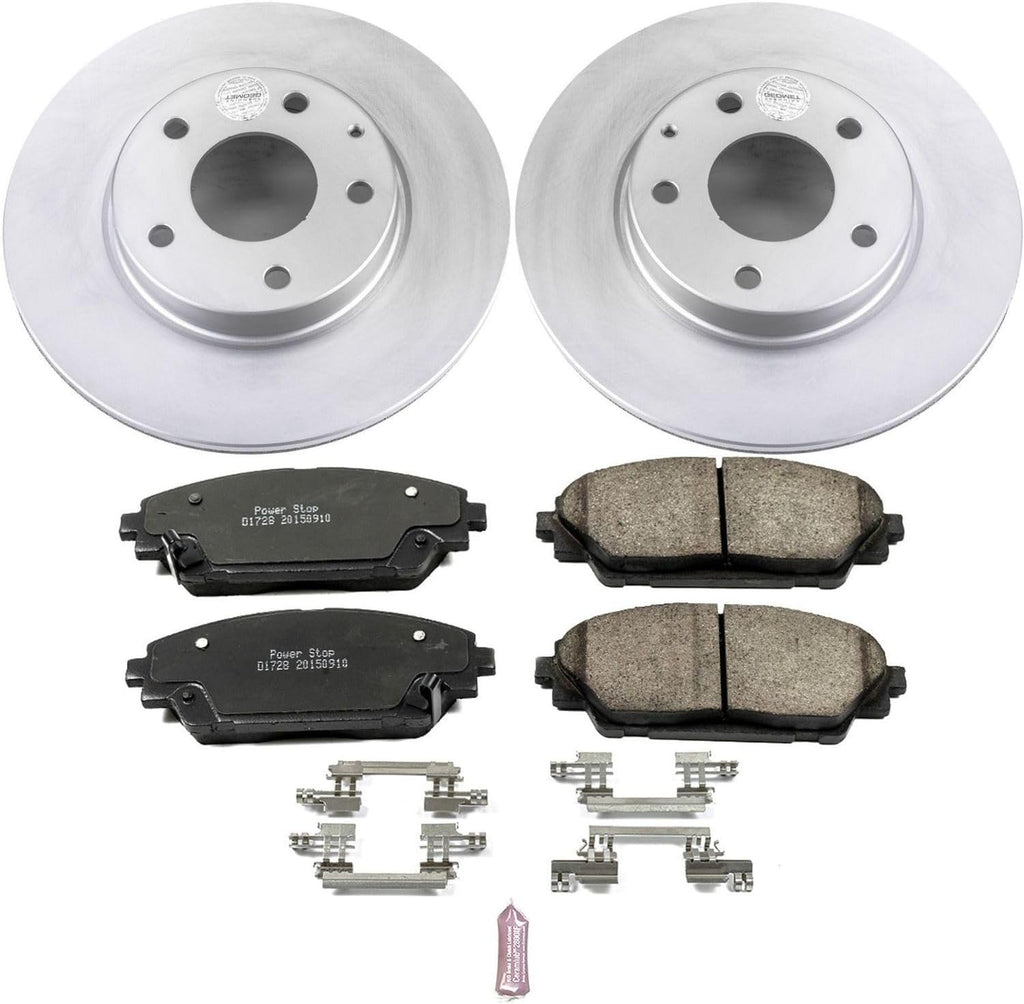 PowerStop Front Brake Kit for Mazda 3 2014-16 | Mazda CX-3 2016-21 - Fully-Coated Disc Rotors with Z17 Ceramic Brake Pads Replacement, CRK6974