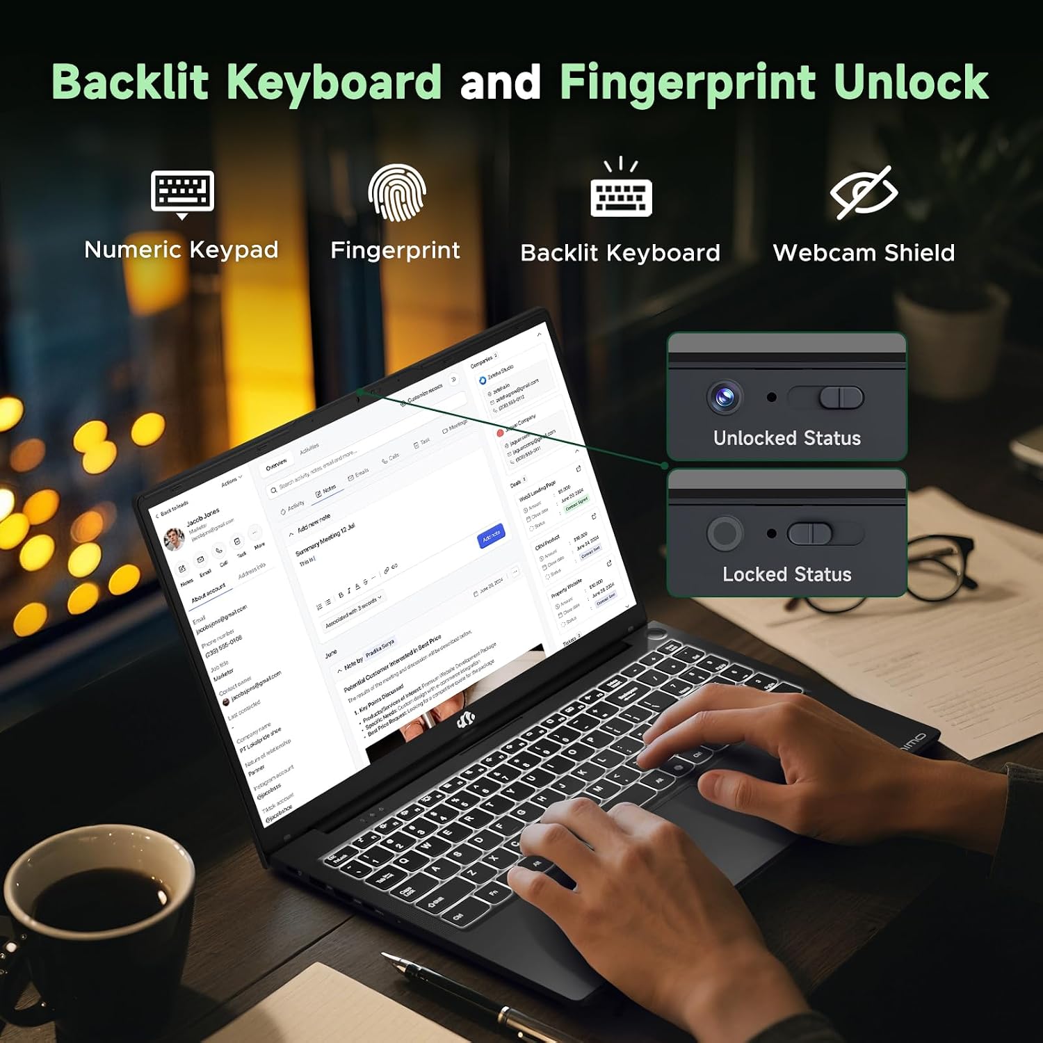 Nimo Laptop Computer, AMD Ryzen 7 7735HS (8C/16T, Beats i7-12700H), 32GB DDR5 RAM 1TB NVMe SSD, 15.6' FHD IPS, Backlit Keyboard Fingerprint Win 11, Business Laptop for College Students & Gaming