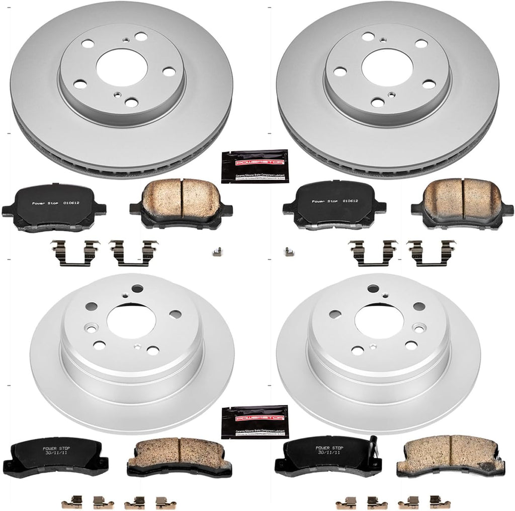 PowerStop Front and Rear Brake Kit for Lexus ES300 1997-99 |Toyota Camry 1997-99 |Solara 1999 - Fully-Coated Disc Rotors with Z17 Ceramic Brake Pads Replacement, CRK2713