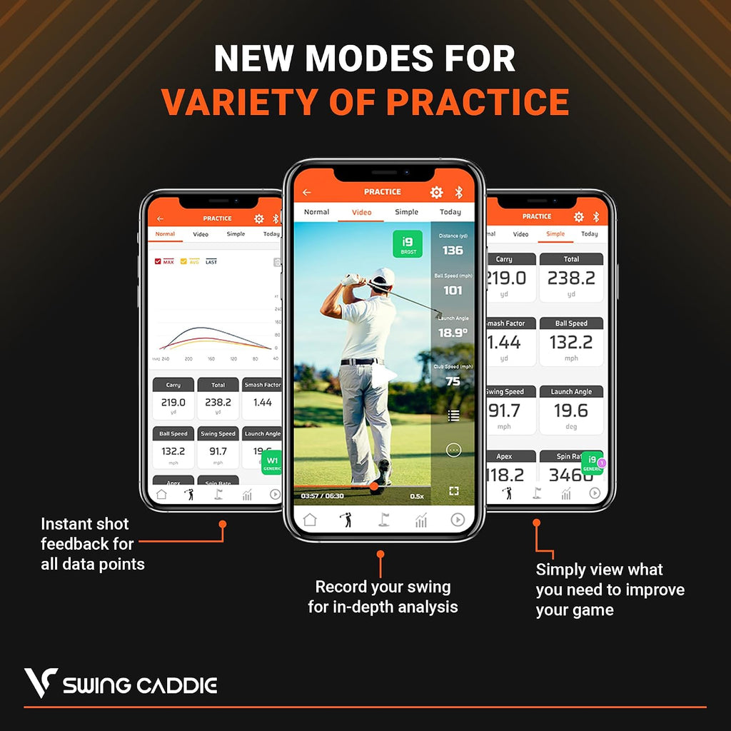 Voice Caddie Portable Golf Launch Monitor and Swing Analyzer with Real-Time Shot Data Tracking | Ideal Golf Swing Trainer/Training Equipment for Indoor & Outdoor | Up to 20 Hours Battery Life
