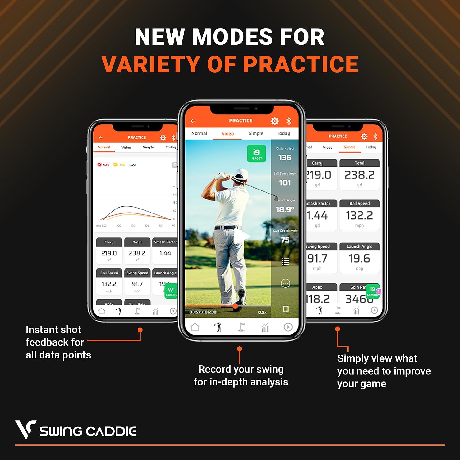Voice Caddie Portable Golf Launch Monitor and Swing Analyzer with Real-Time Shot Data Tracking | Ideal Golf Swing Trainer/Training Equipment for Indoor & Outdoor | Up to 20 Hours Battery Life
