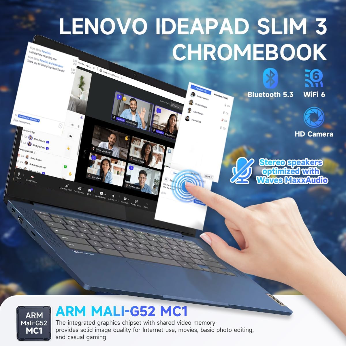 Lenovo IdeaPad Slim 3 Chromebook Laptop, 14'' FHD Touchscreen, 4GB RAM, 64GB eMMC + 256GB Micro SD, MediaTek Kompanio 520, Lightweight Chromebook for Business & Students, w/Accessories