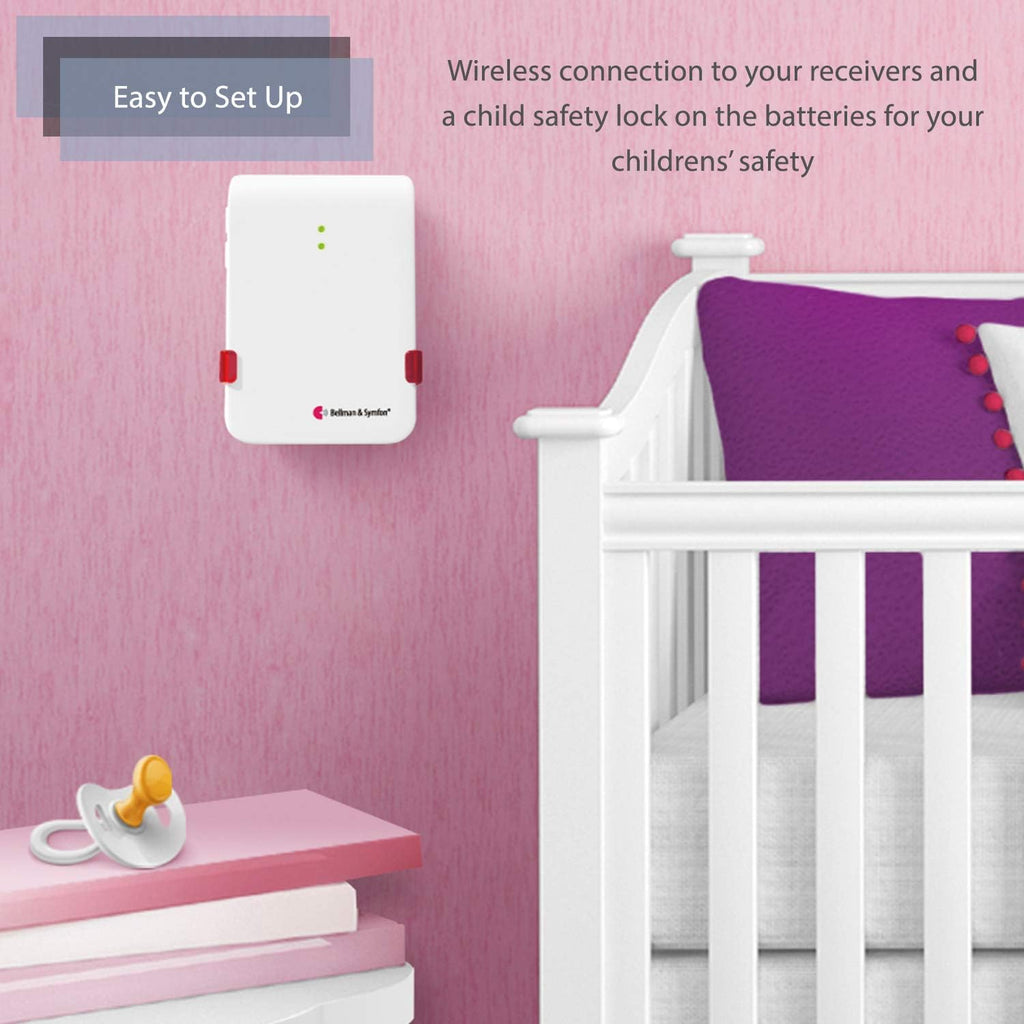 Bellman & Symfon Wireless Baby Cry Monitor with Pager Receiver – Smart Home Safety Alert System for Deaf and Hard of Hearing – Baby Audio Alarm with Transmitter – Expandable No WiFi Baby Monitor Kit