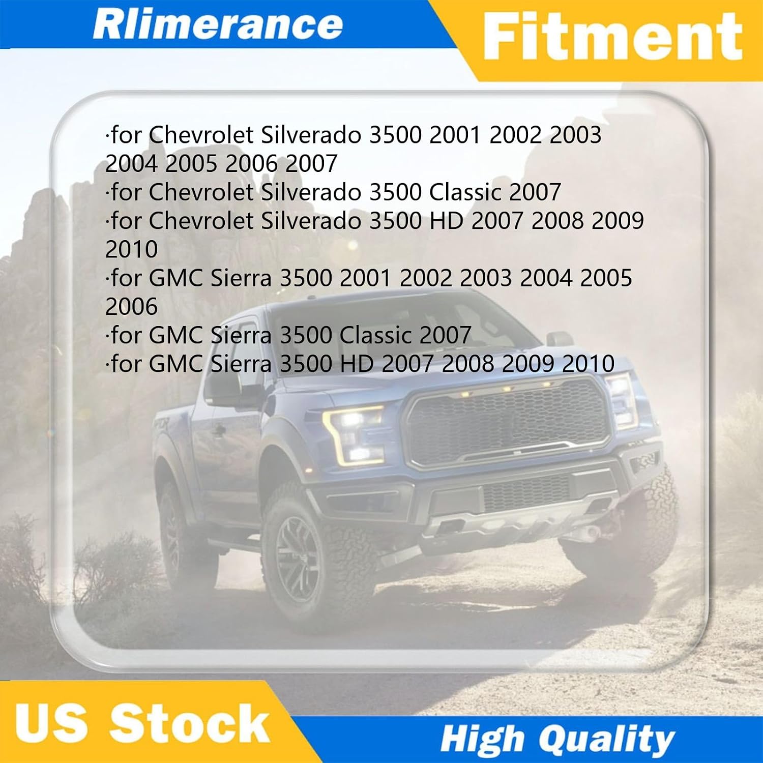 Front & Rear Brake Kit for Chevrolet Silverado 3500 2001-2007 for Chevy Silverado 3500 2001-2007 for Chevrolet Silverado 3500 Classic 2007-2007 6PCS Semi-metallic Brakes Pads Rlimerance