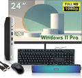 HP ProDesk 600 G4 Mini Desktop PC with 24' FHD Monitor and RGB Speakers PC Set, Intel Core i5-8500T, 8 GB RAM, 256 GB SSD, USB Keyboard & USB Mouse, Windows 11 Pro (Renewed)
