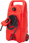 Upgraded 15 Gallon Gas Tank, Heavy-Duty Fuel Can with Manual Transfer Pump & 10FT Hose, Portable Gas Can with Casters, Leak-Proof Gas Container for Lawn Mowers, Tractor, Boat, Snow Blow
