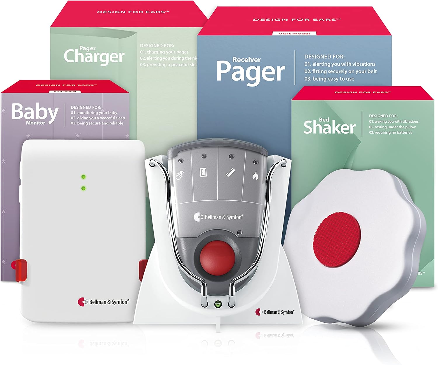 Bellman & Symfon Wireless Baby Cry Alert Monitor with Pager and Bed Shaker – Smart Safety System for Deaf, Hard of Hearing – Baby Audio, Elderly Care Alarm, No WiFi Needed, Vibrating Notification Kit