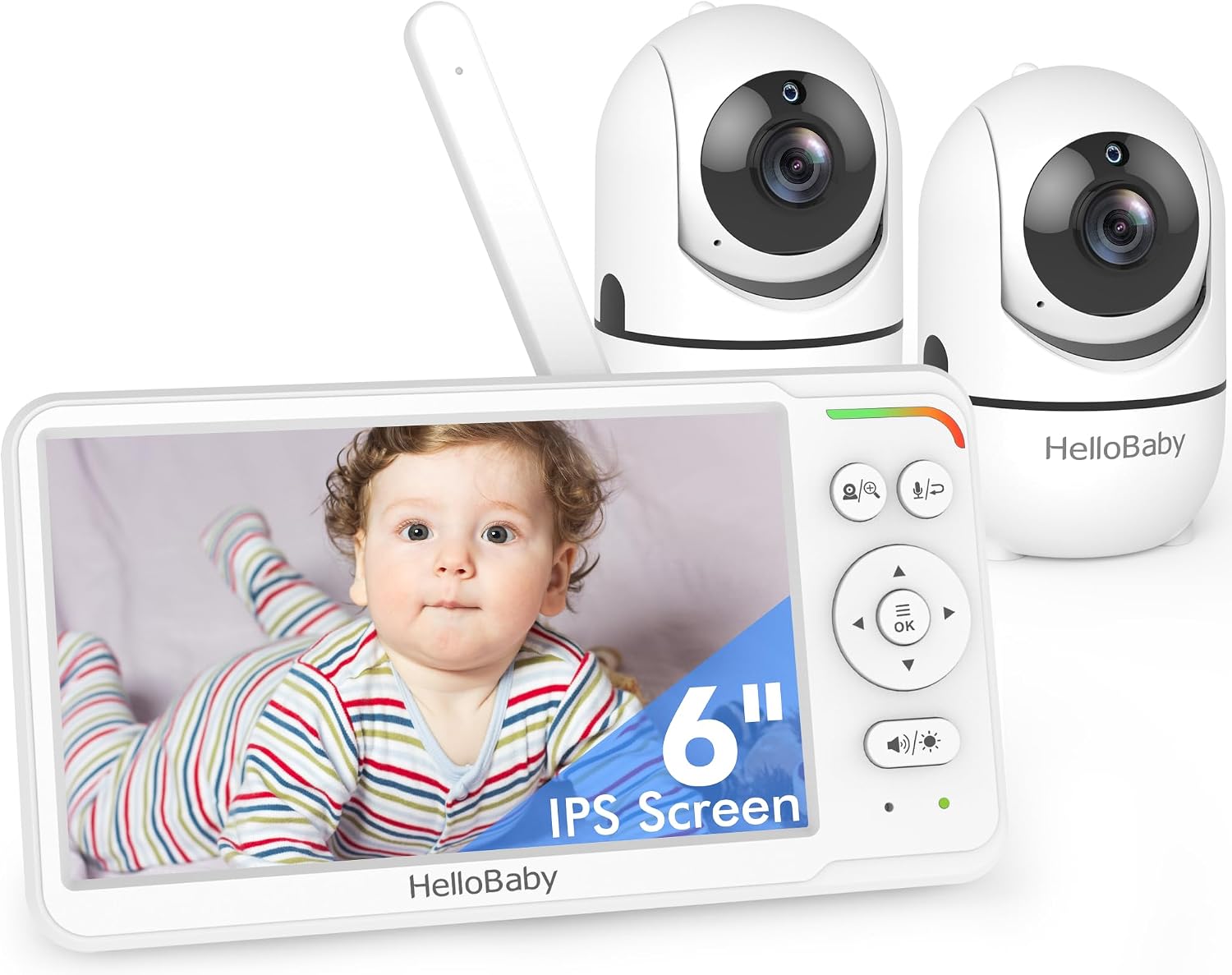 HelloBaby Baby Monitor with Floor Stand, World First 6'' IPS Screen Baby Camera Monitor, No WiFi and 30-Hour Battery Life, 178° Wide Viewing Angle, HelloBaby Monitor HB6560 with Camera and Audio